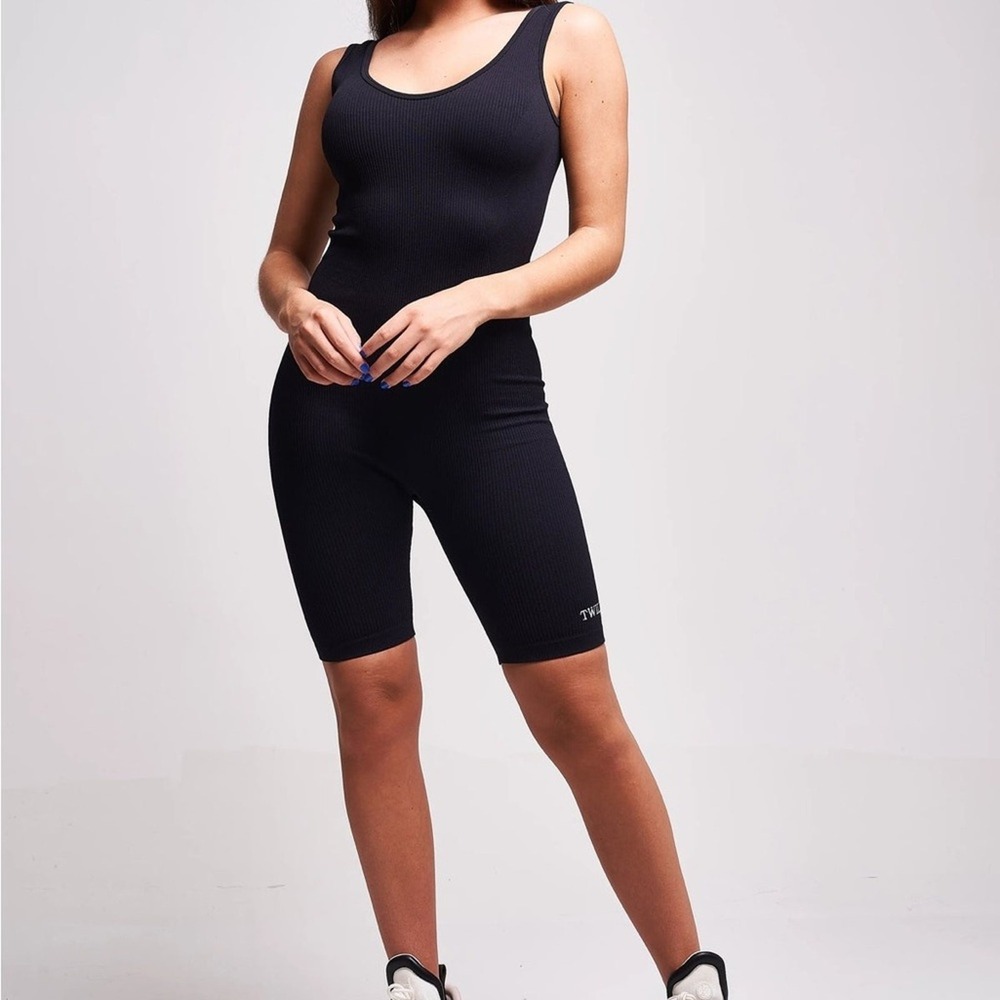 Twill Active Celara Recycled Rib Plunge Neck Playsuit Romper‎ Women's Medium
